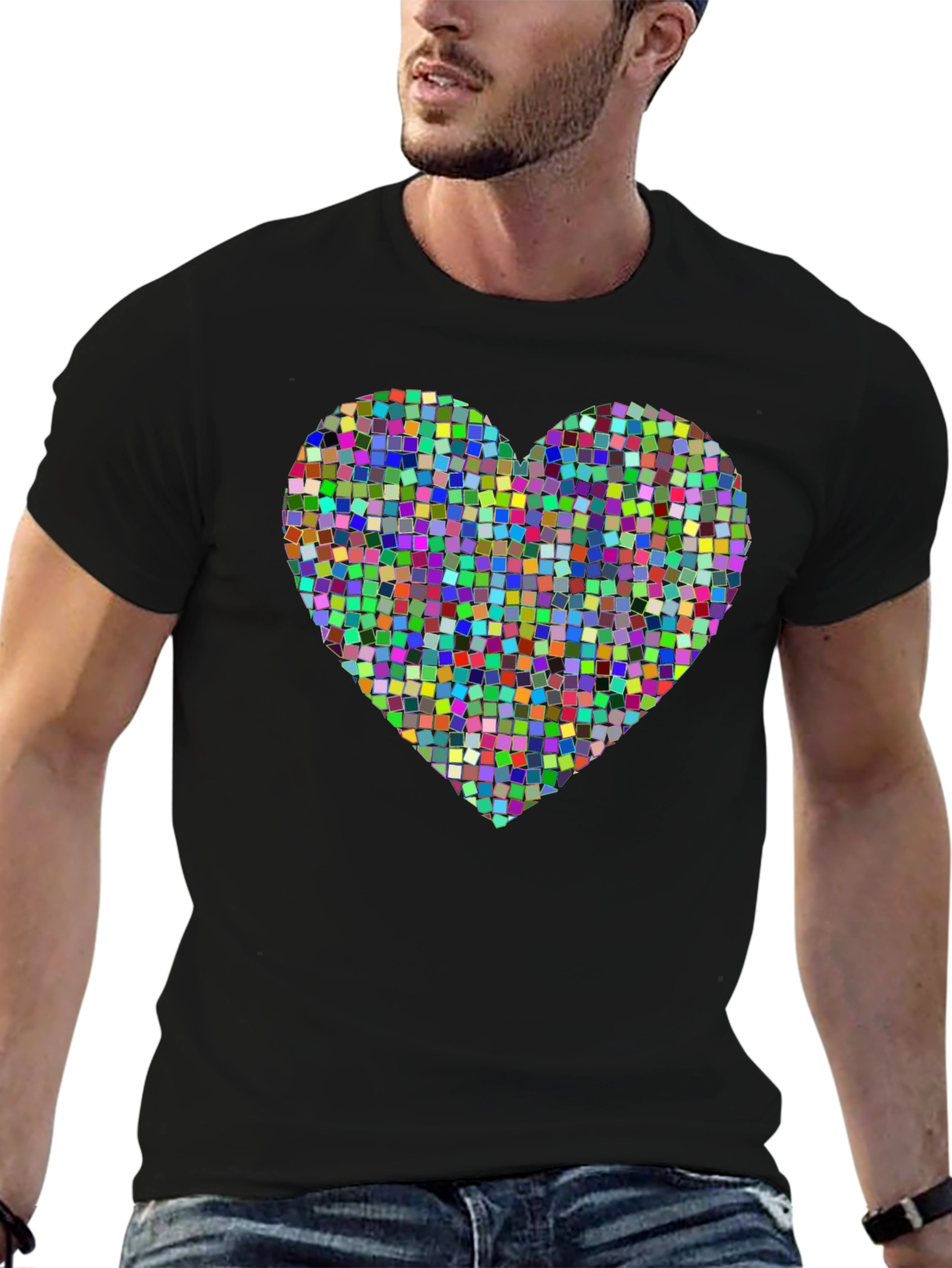 Pixel Heart Graphic Tee - Modern Black T-Shirt