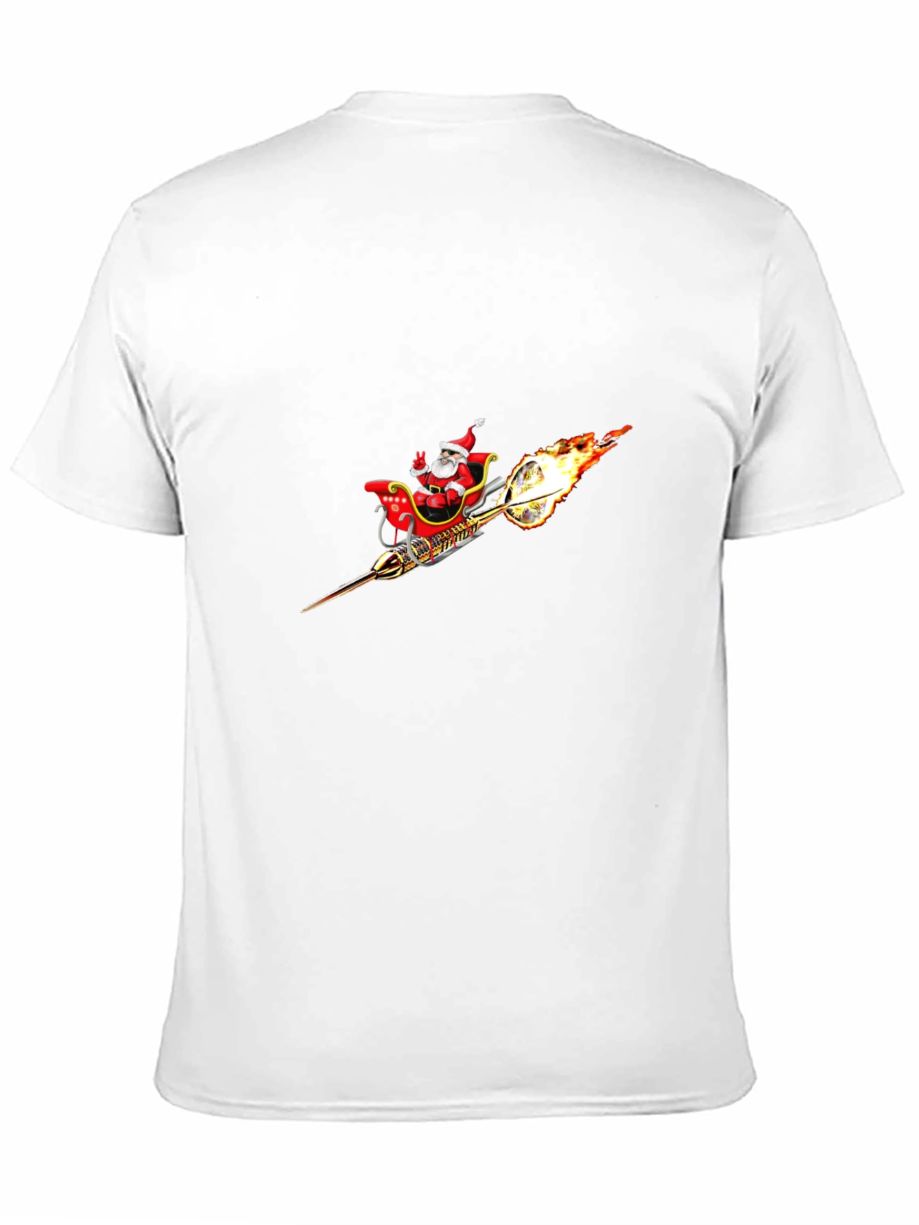 Santas Rocket Sleigh Black T-Shirt