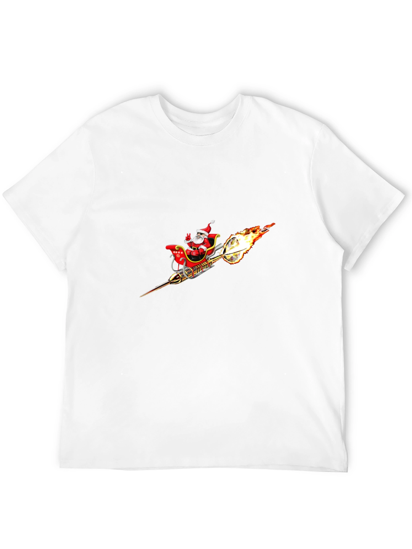 Santas Rocket Sleigh Black T-Shirt