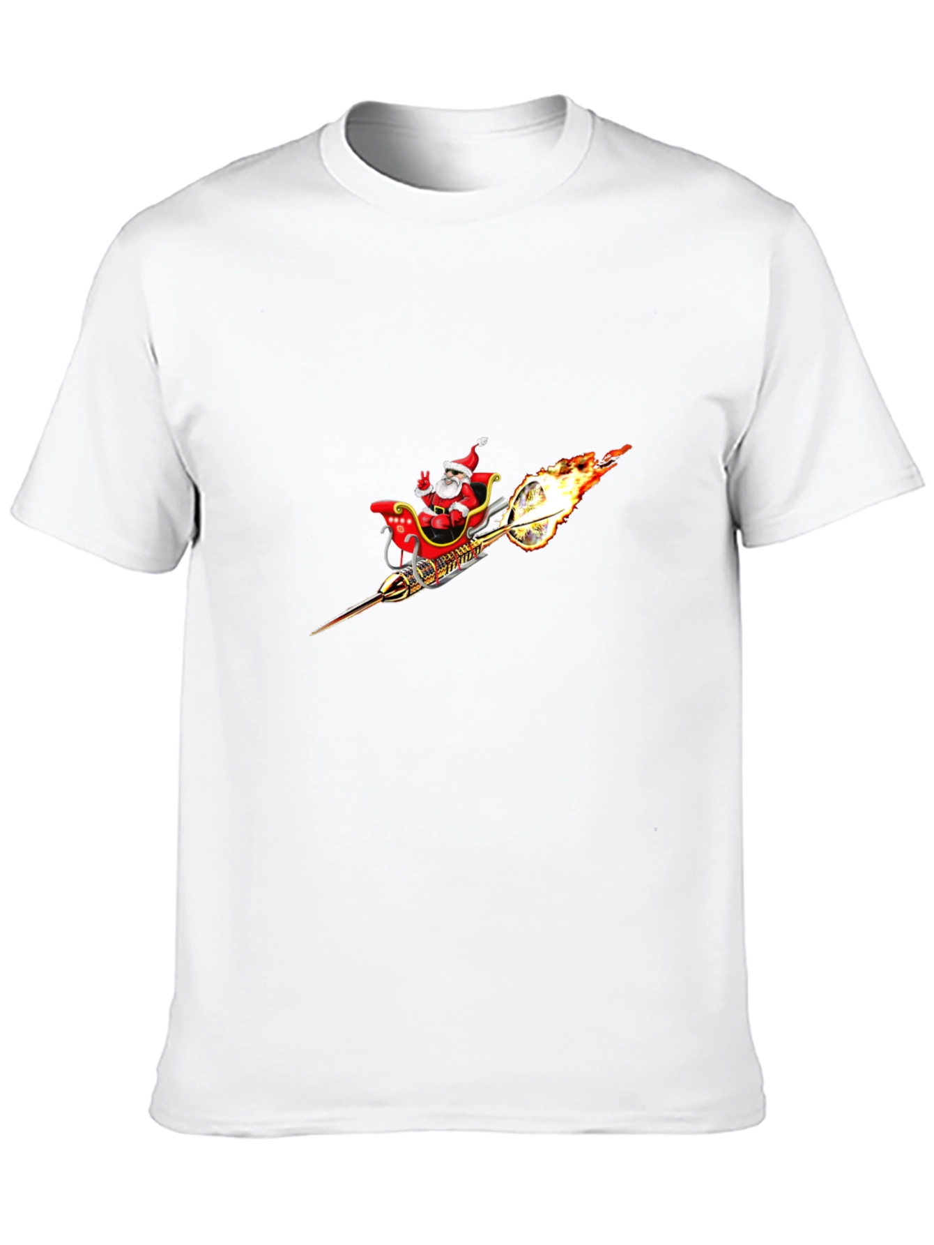 Santas Rocket Sleigh Black T-Shirt