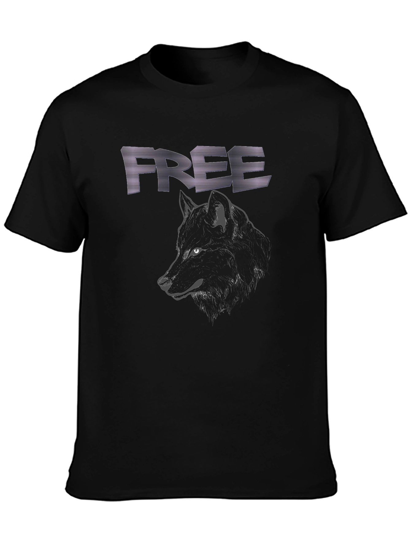 Free Wolf Graphic Black T-Shirt for Men