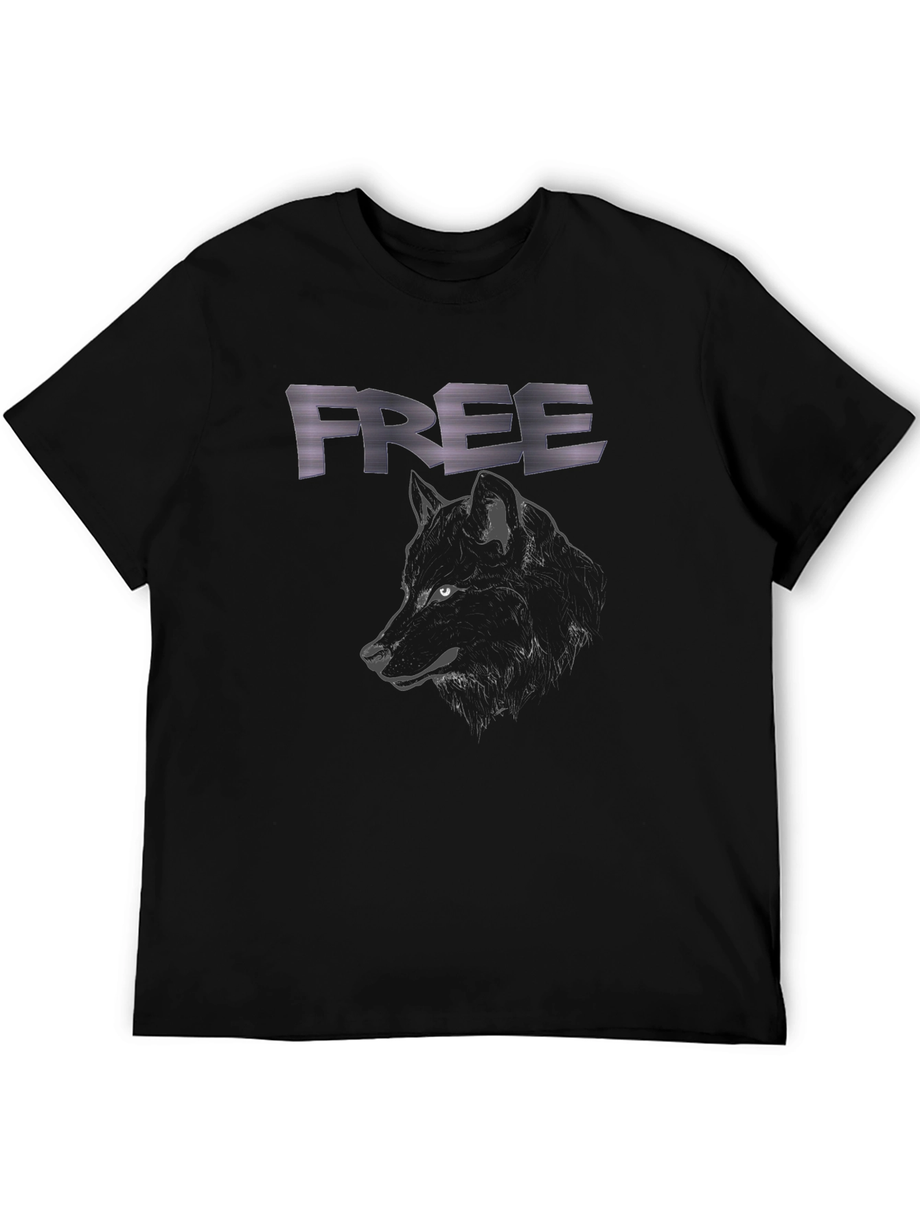Free Wolf Graphic Black T-Shirt for Men