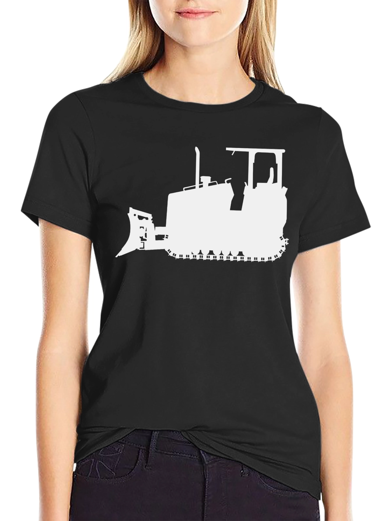 Bulldozer Silhouette Graphic Tee - Black