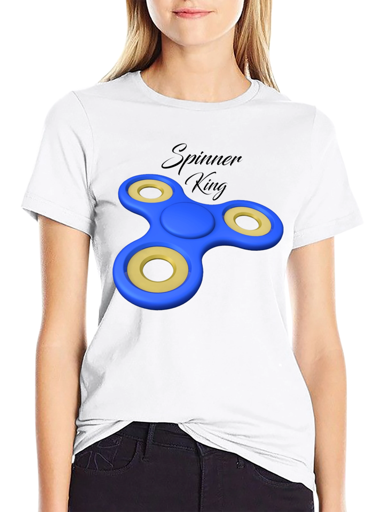 Spinner King Black Graphic Tee - Fun Design
