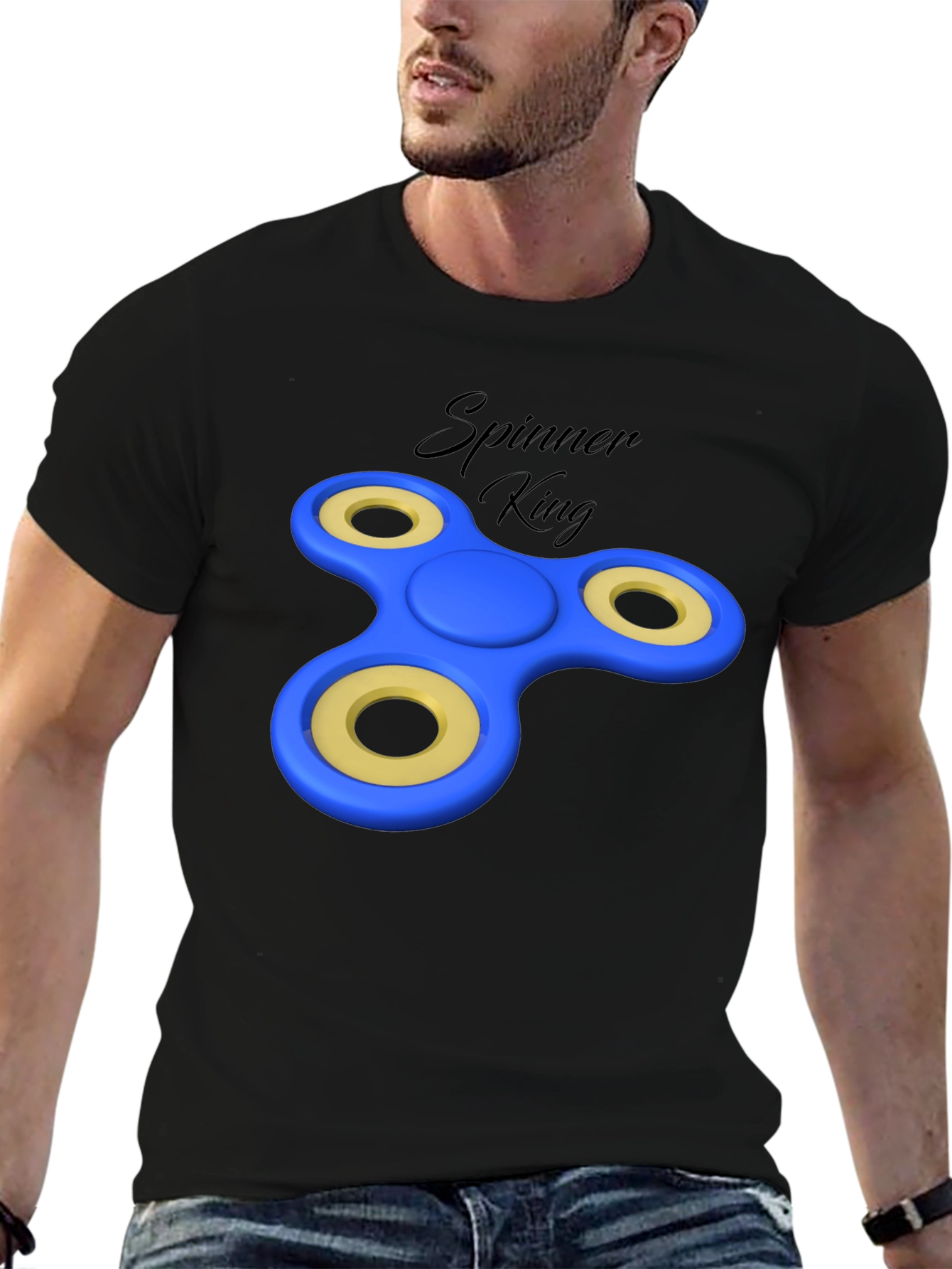 Spinner King Black Graphic Tee - Fun Design