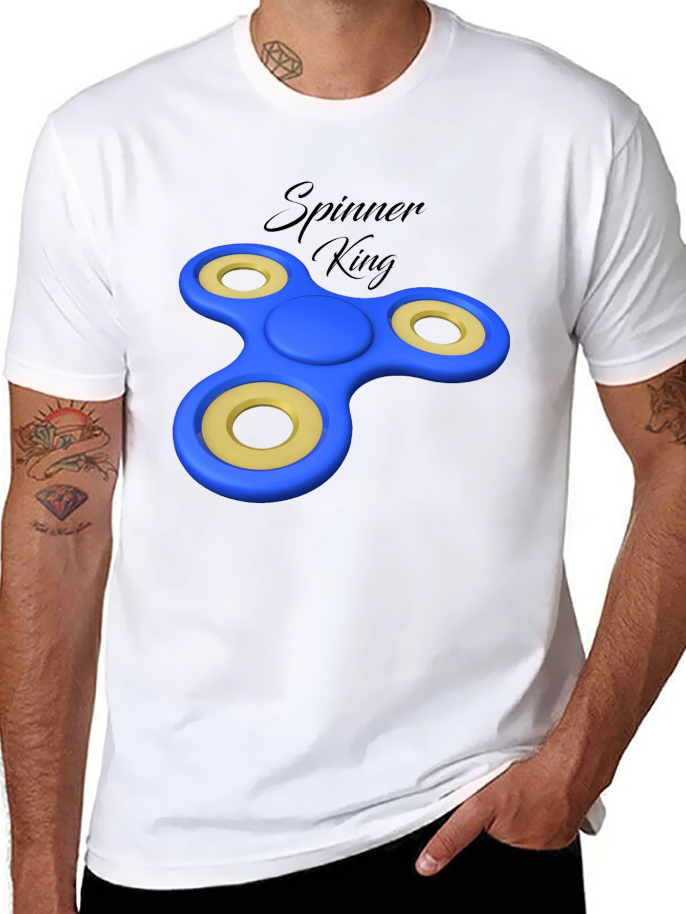 Spinner King Black Graphic Tee - Fun Design