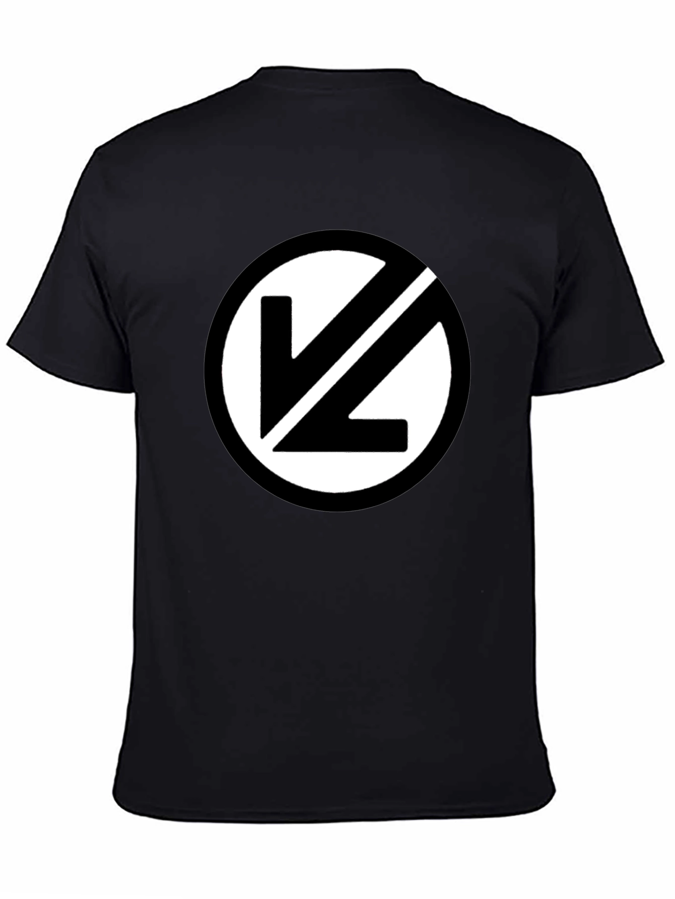 Black T-Shirt with White Circular Logo