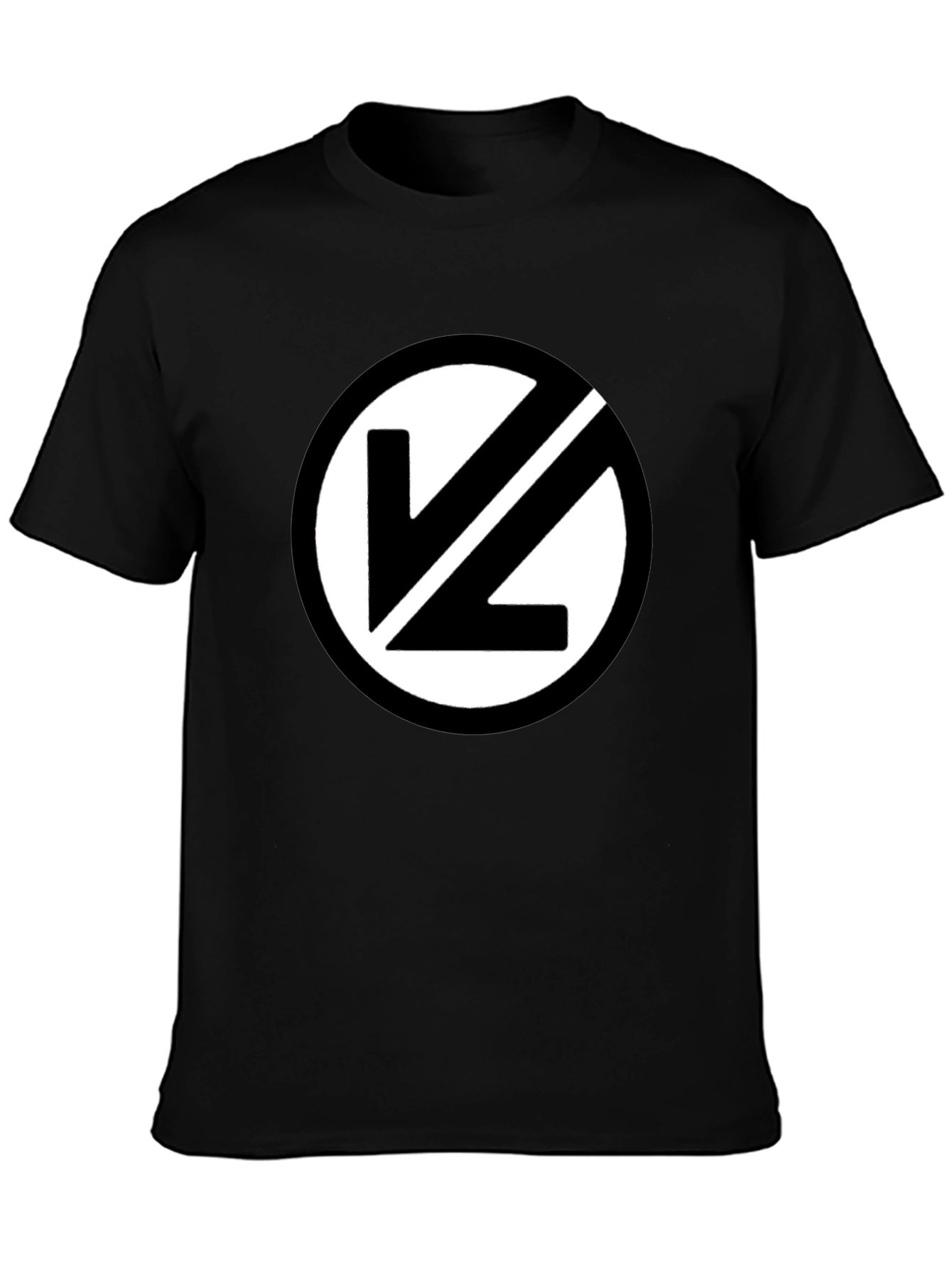 Black T-Shirt with White Circular Logo