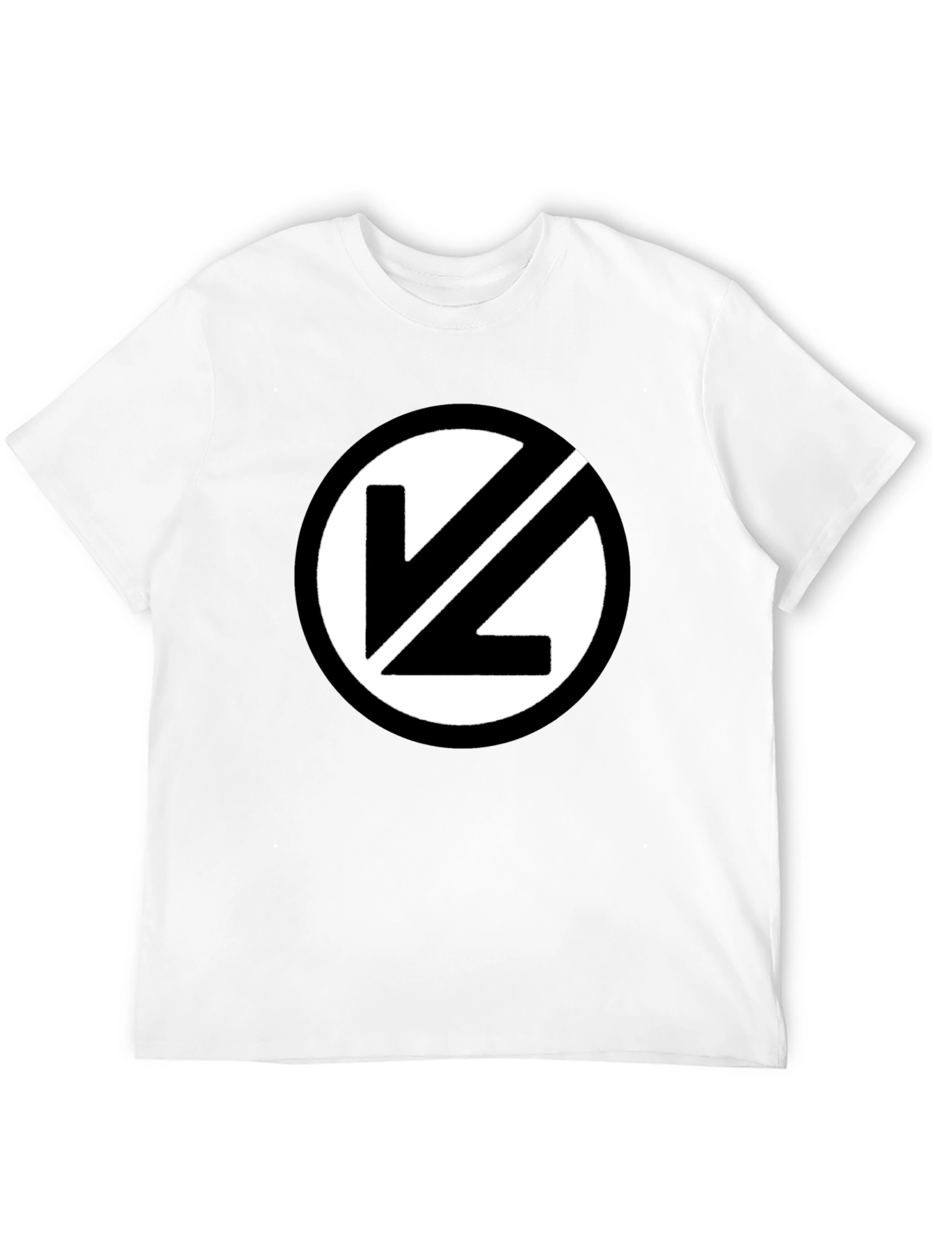 Black T-Shirt with White Circular Logo