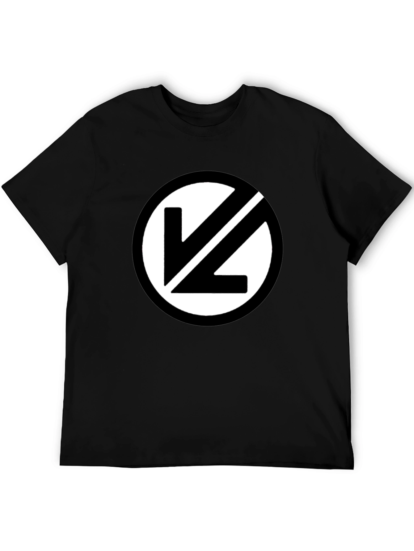 Black T-Shirt with White Circular Logo