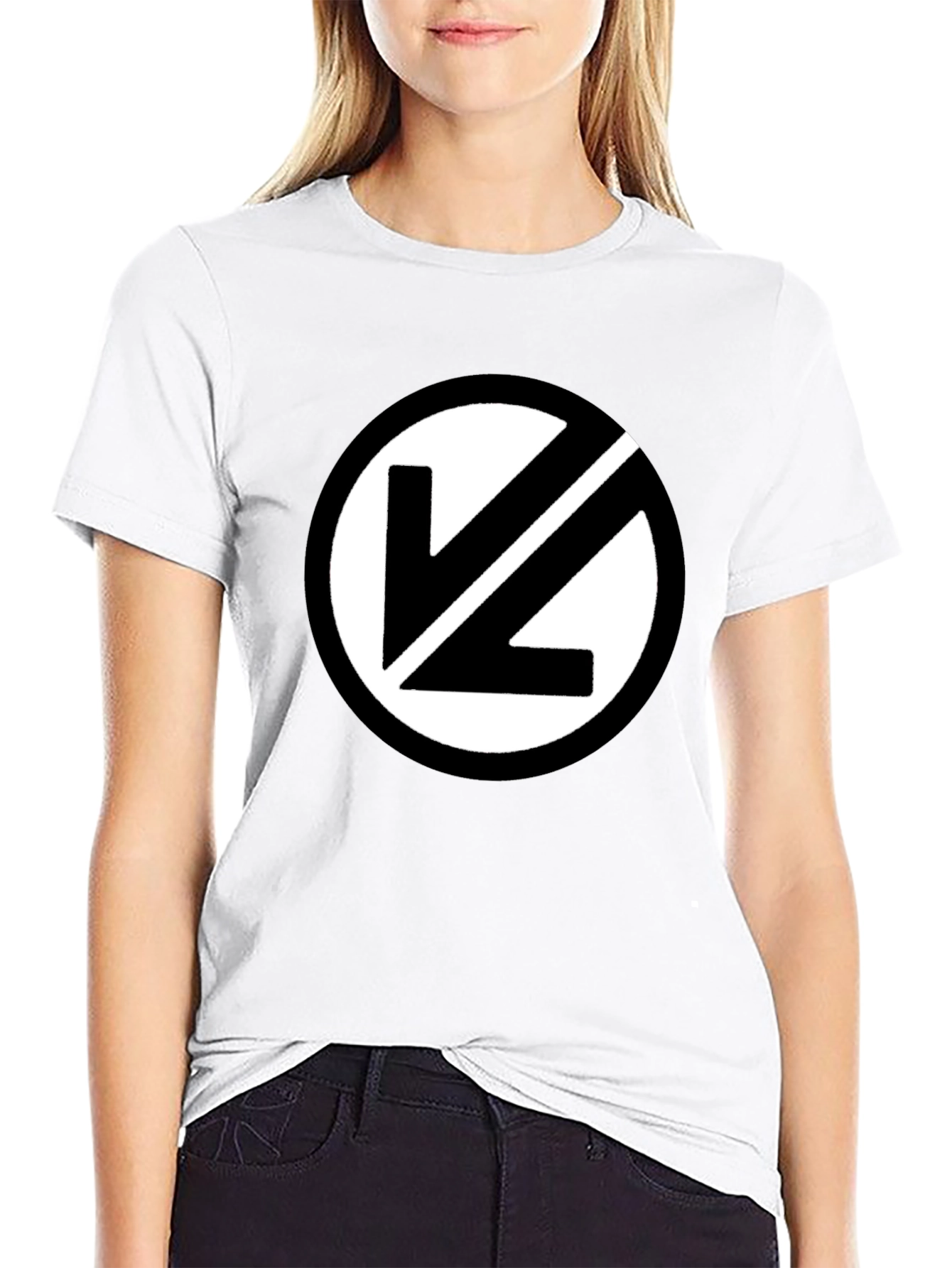 Black T-Shirt with White Circular Logo