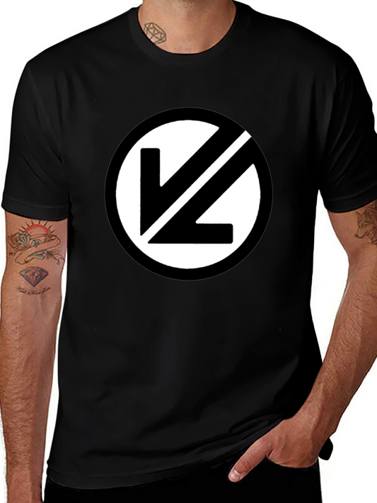 Black T-Shirt with White Circular Logo
