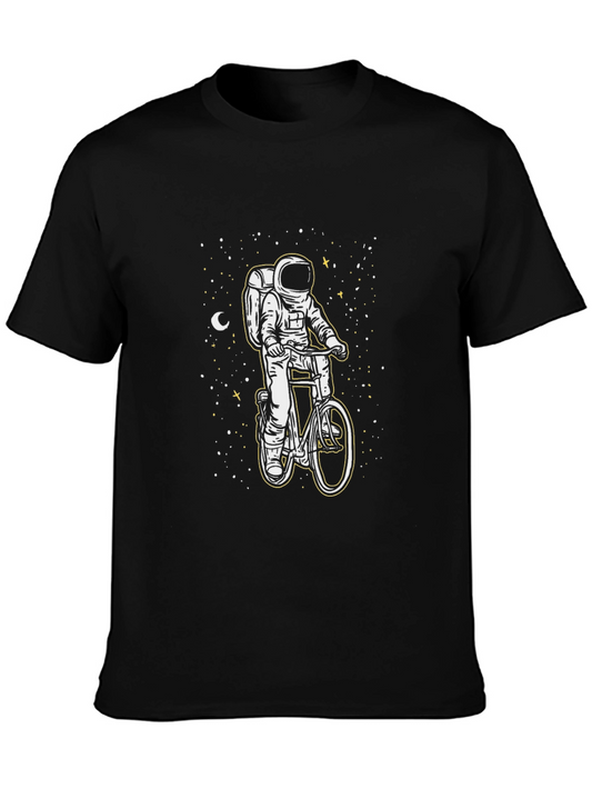 Astronaut Biker Graphic T-Shirt - Space Adventure Tee