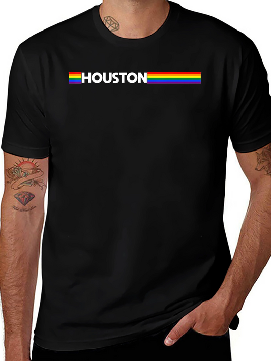 Houston Pride Rainbow T-Shirt - Black Cotton Tee