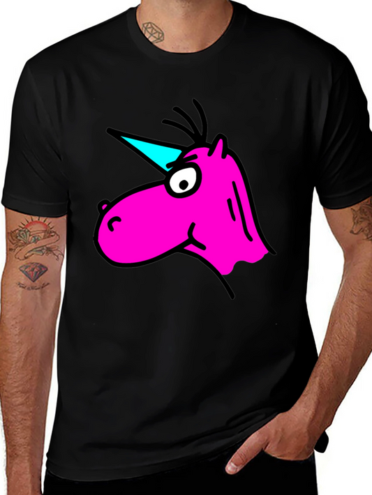 Cartoon Unicorn Graphic Black T-Shirt