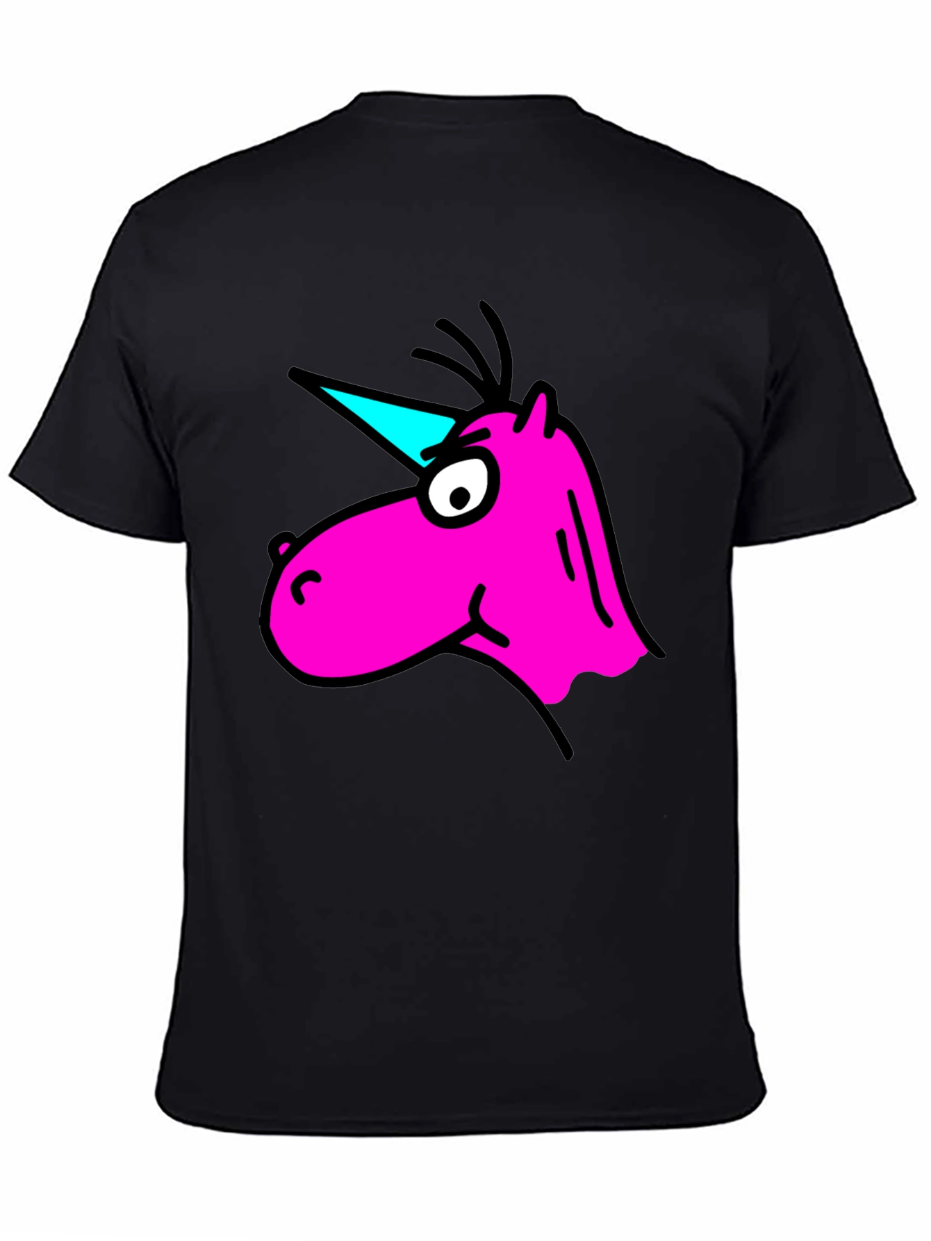 Cartoon Unicorn Graphic Black T-Shirt