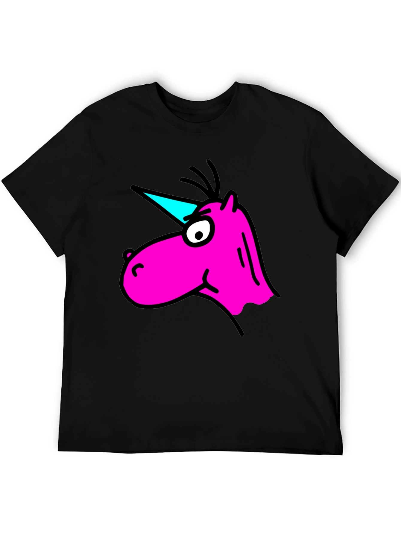Cartoon Unicorn Graphic Black T-Shirt