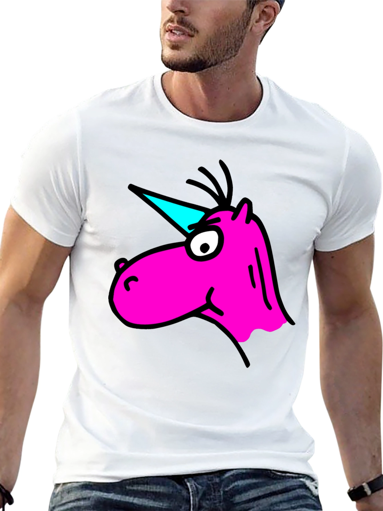 Cartoon Unicorn Graphic Black T-Shirt