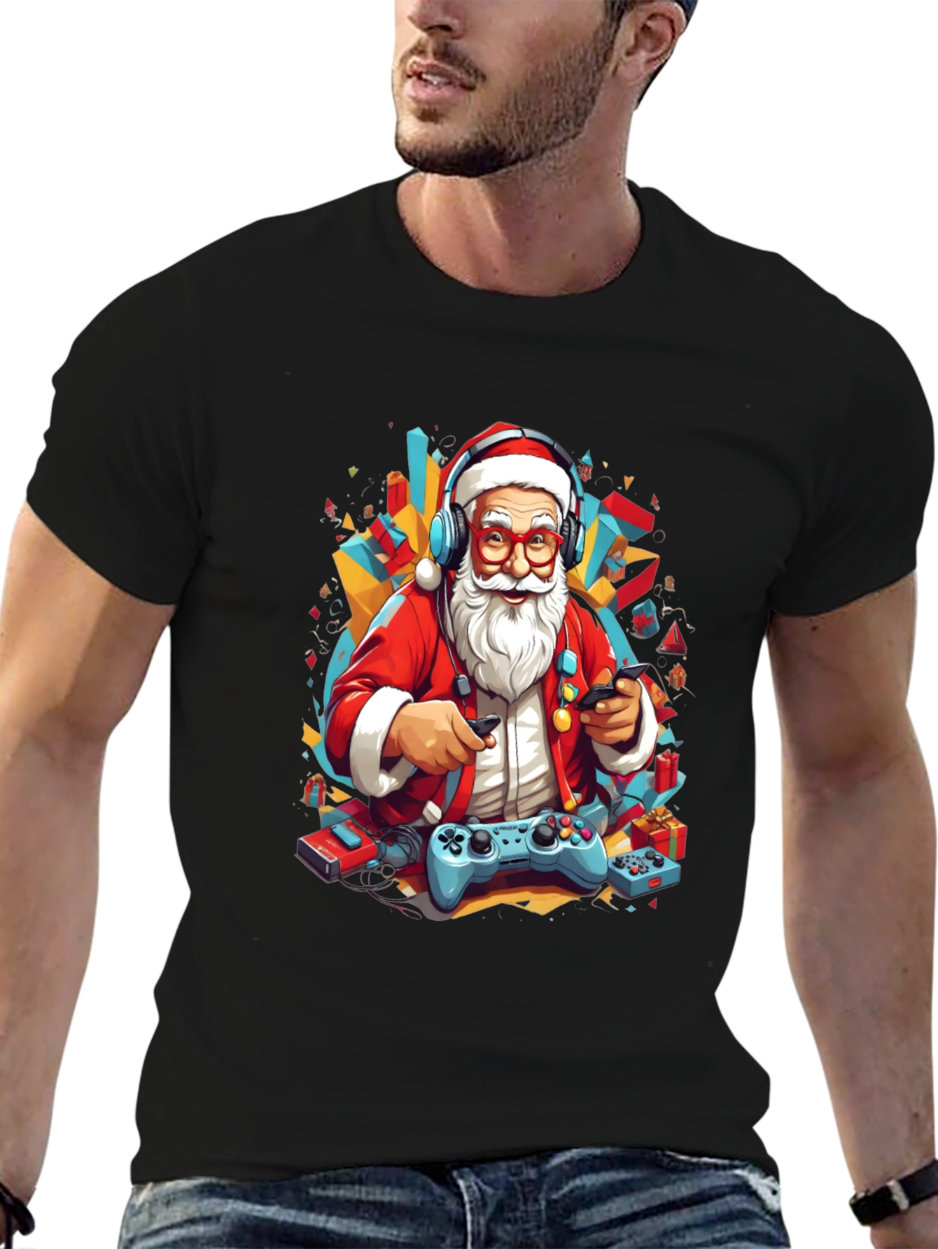 Gaming Santa T-Shirt - Holiday Gamer Style