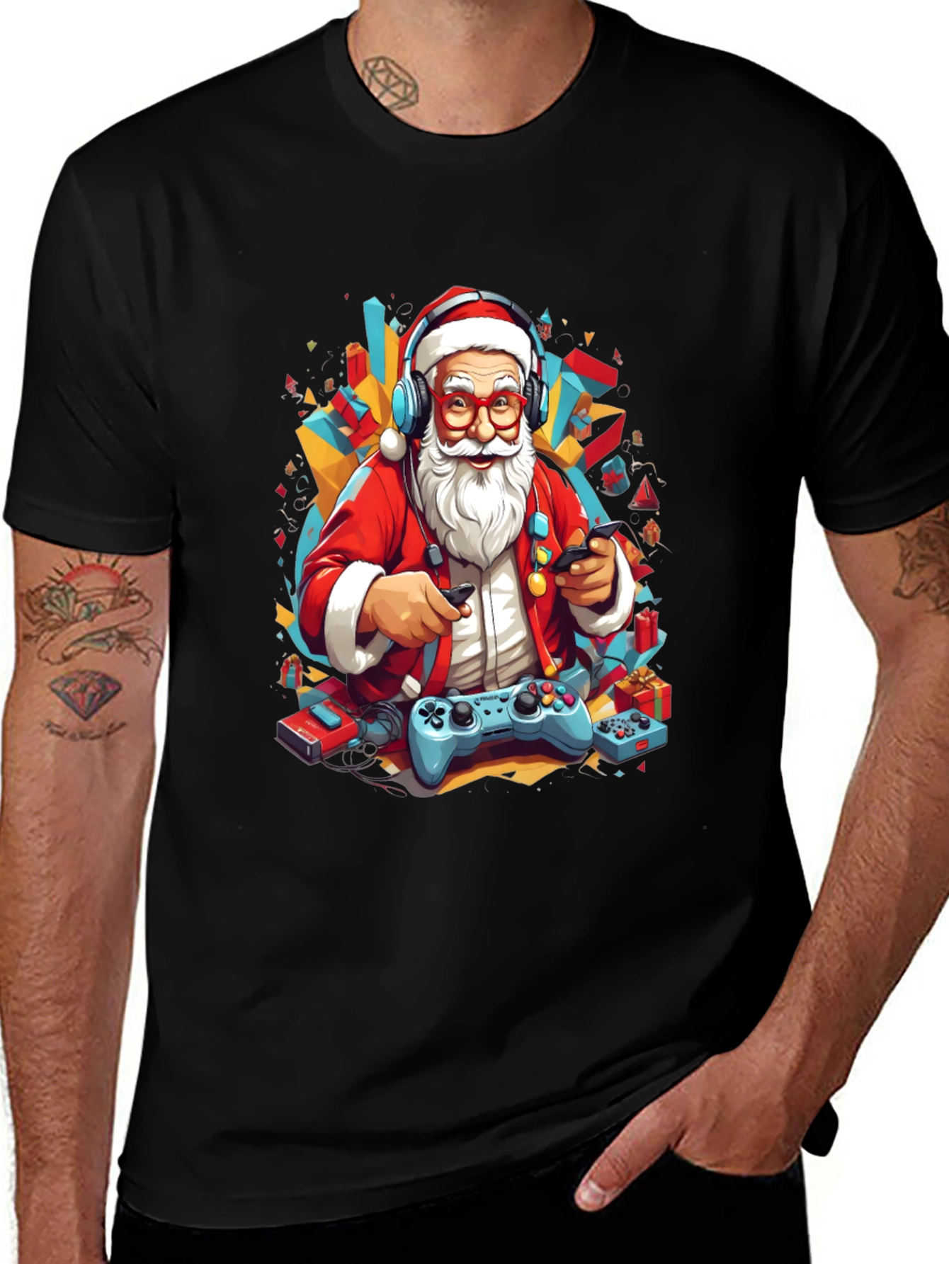Gaming Santa T-Shirt - Holiday Gamer Style