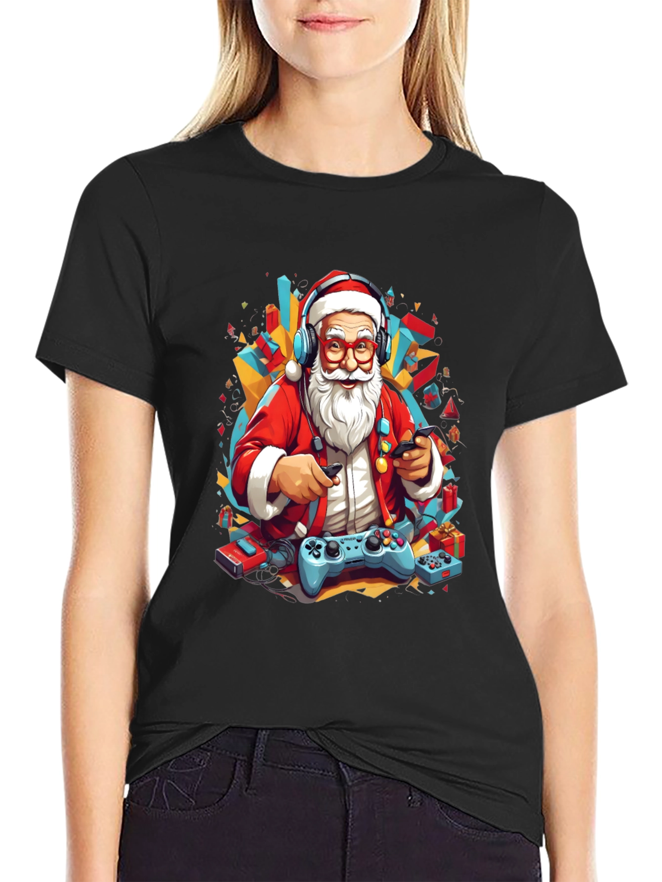 Gaming Santa T-Shirt - Holiday Gamer Style