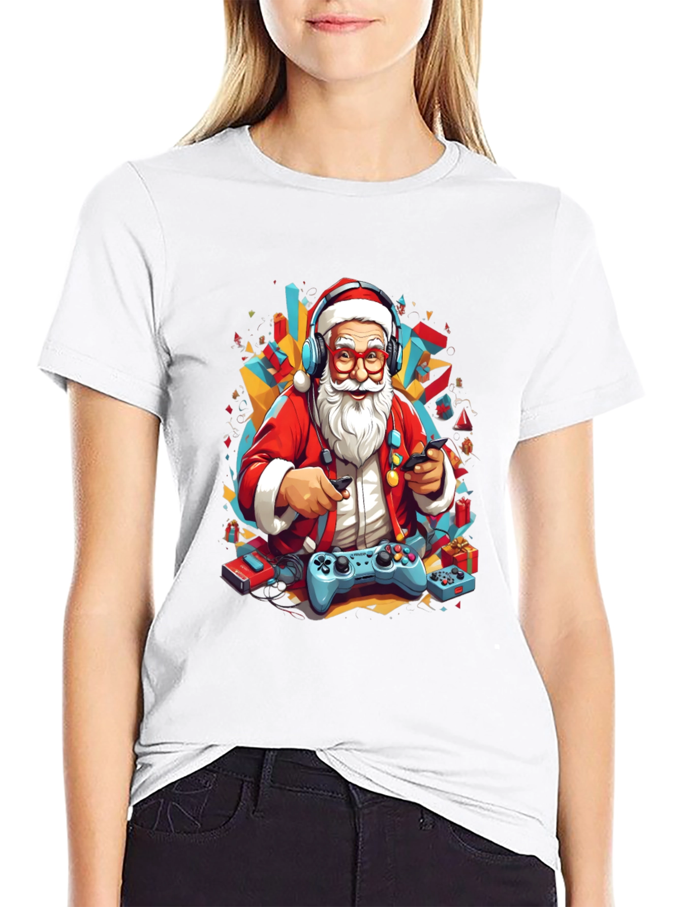 Gaming Santa T-Shirt - Holiday Gamer Style