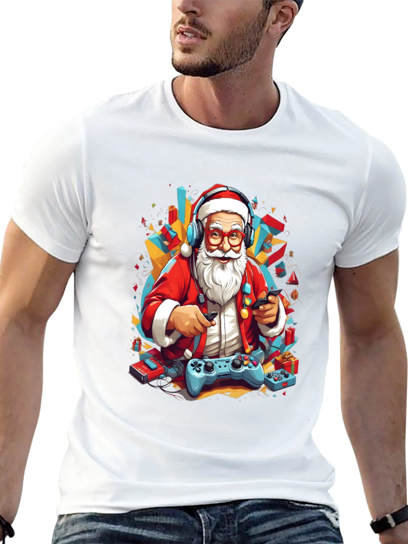 Gaming Santa T-Shirt - Holiday Gamer Style