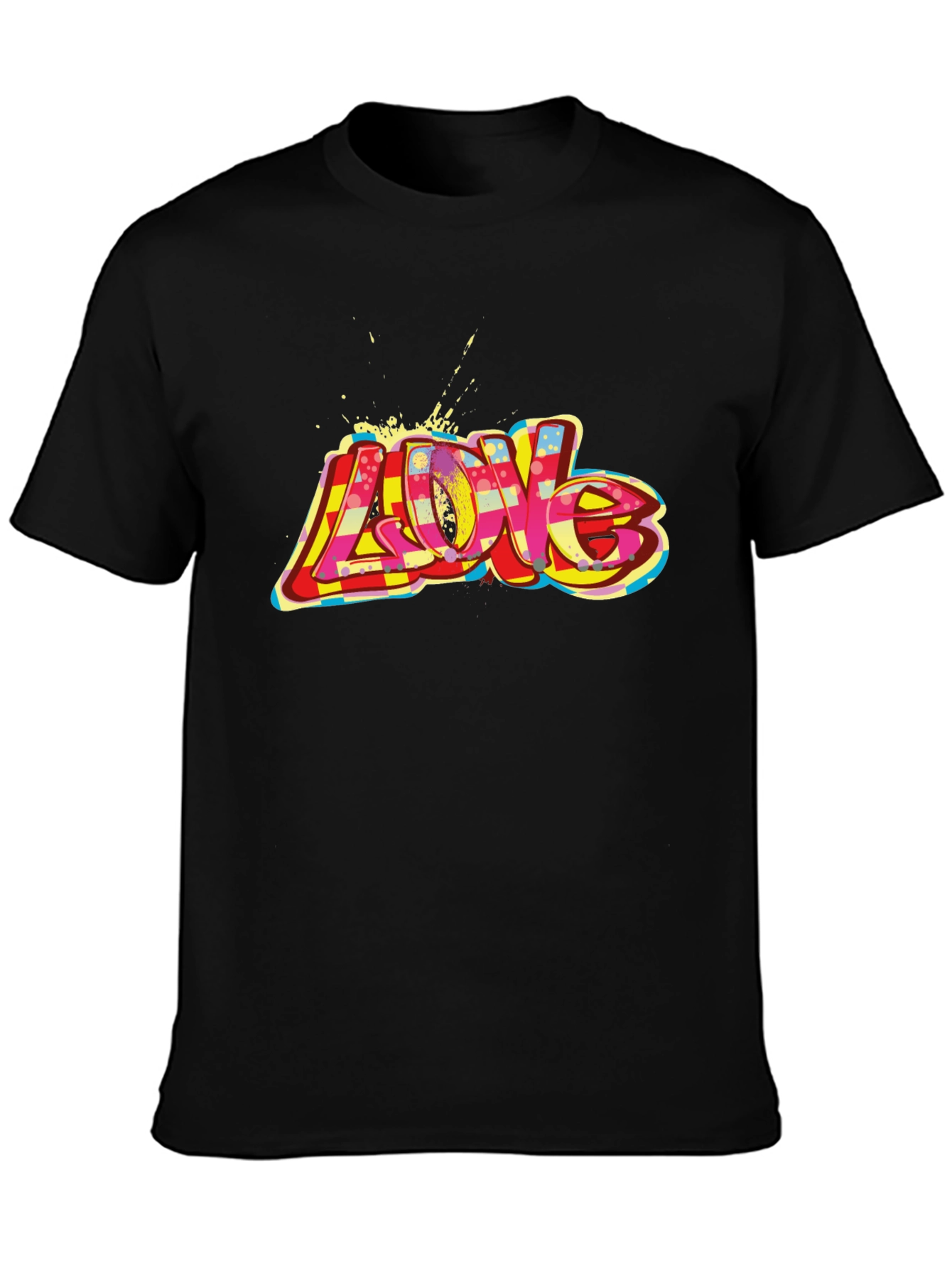 Love Graffiti Style Black T-Shirt