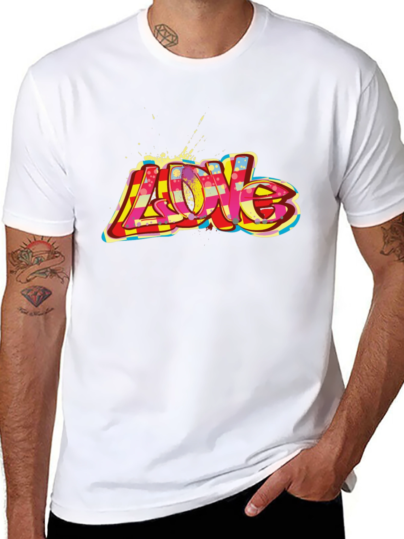Love Graffiti Style Black T-Shirt