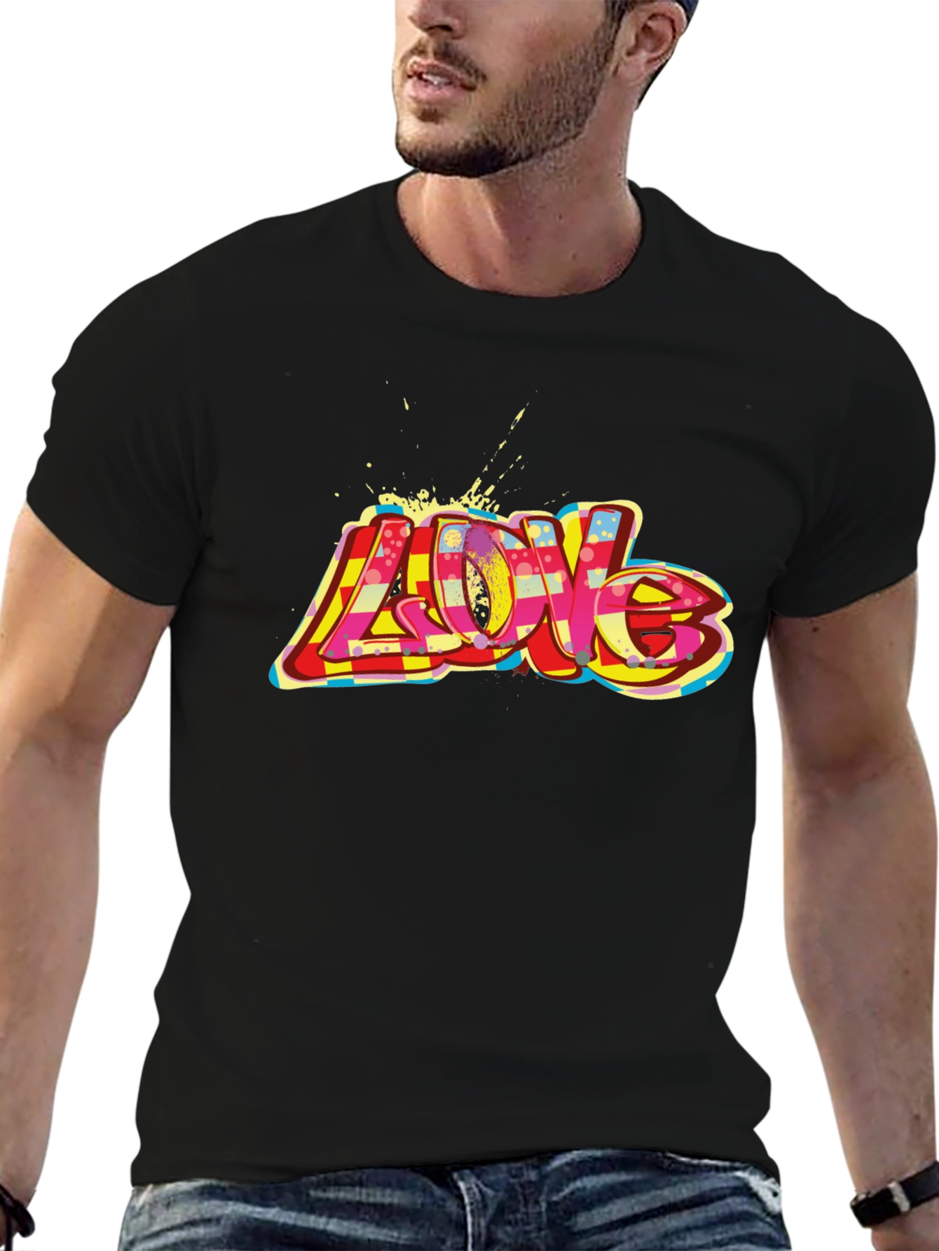 Love Graffiti Style Black T-Shirt