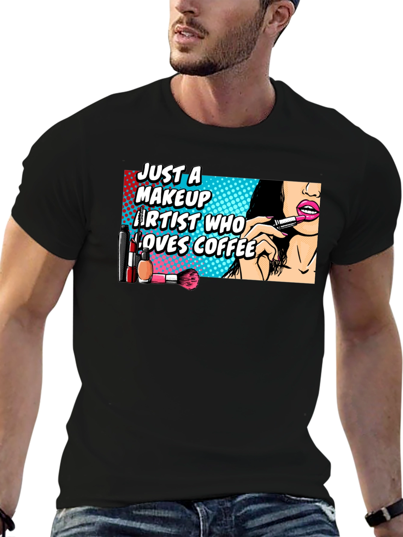 Makeup Artist Coffee Lover Graphic T-Shirt