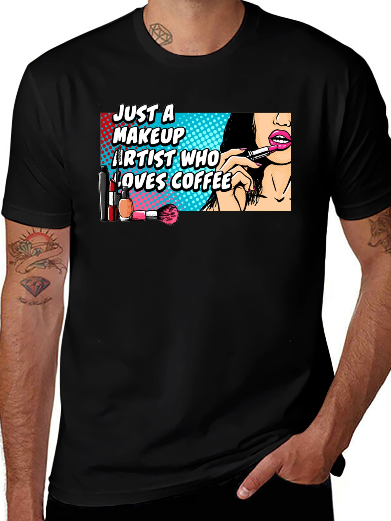 Makeup Artist Coffee Lover Graphic T-Shirt