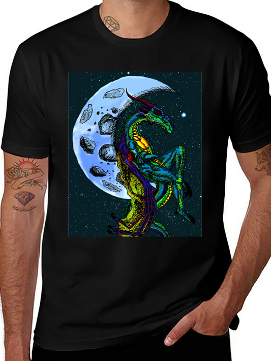 Dragon Moon Graphic T-Shirt - Fantasy Print Tee