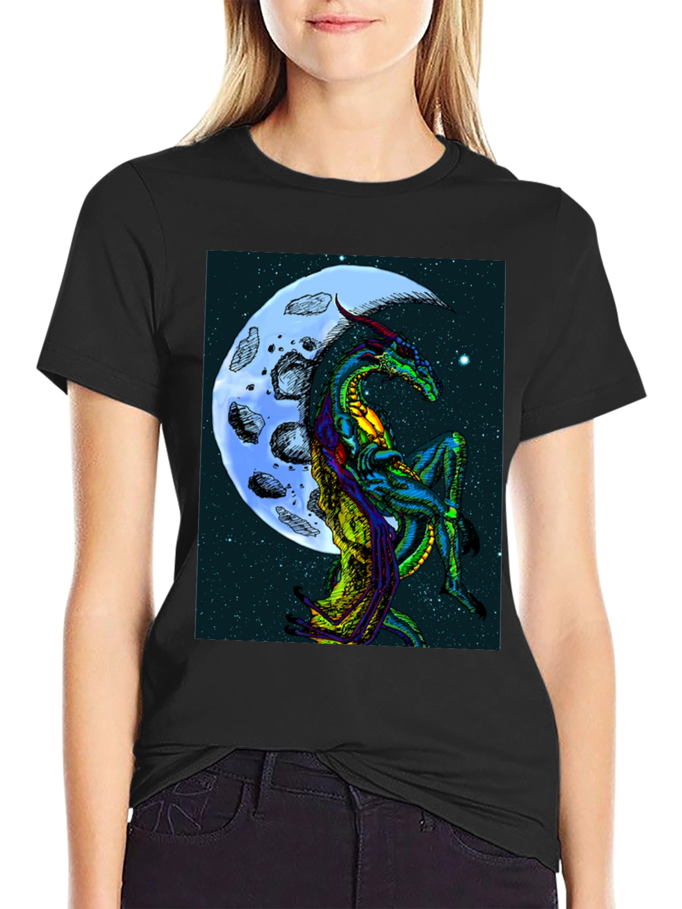 Dragon Moon Graphic T-Shirt - Fantasy Print Tee