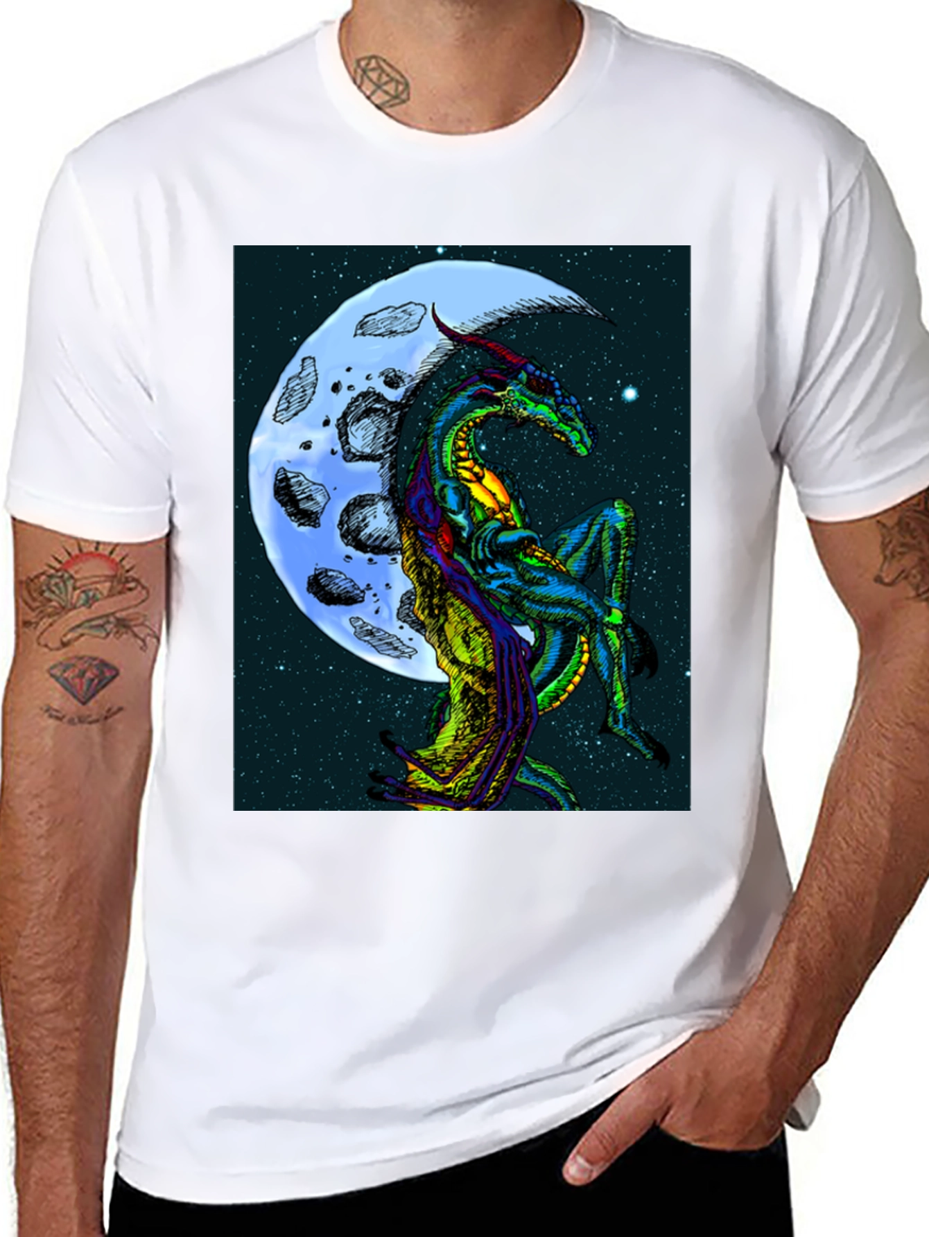 Dragon Moon Graphic T-Shirt - Fantasy Print Tee