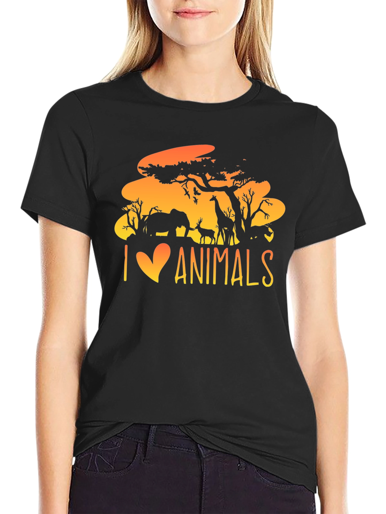 I Love Animals T-Shirt - Wildlife Silhouette Design