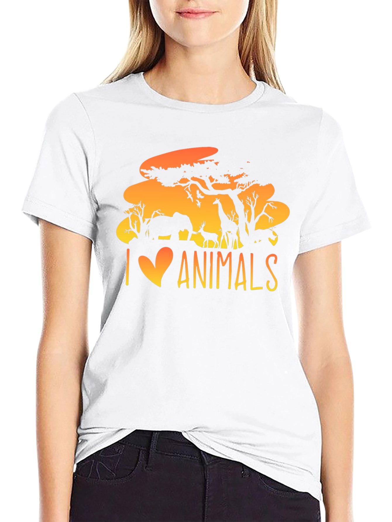 I Love Animals T-Shirt - Wildlife Silhouette Design