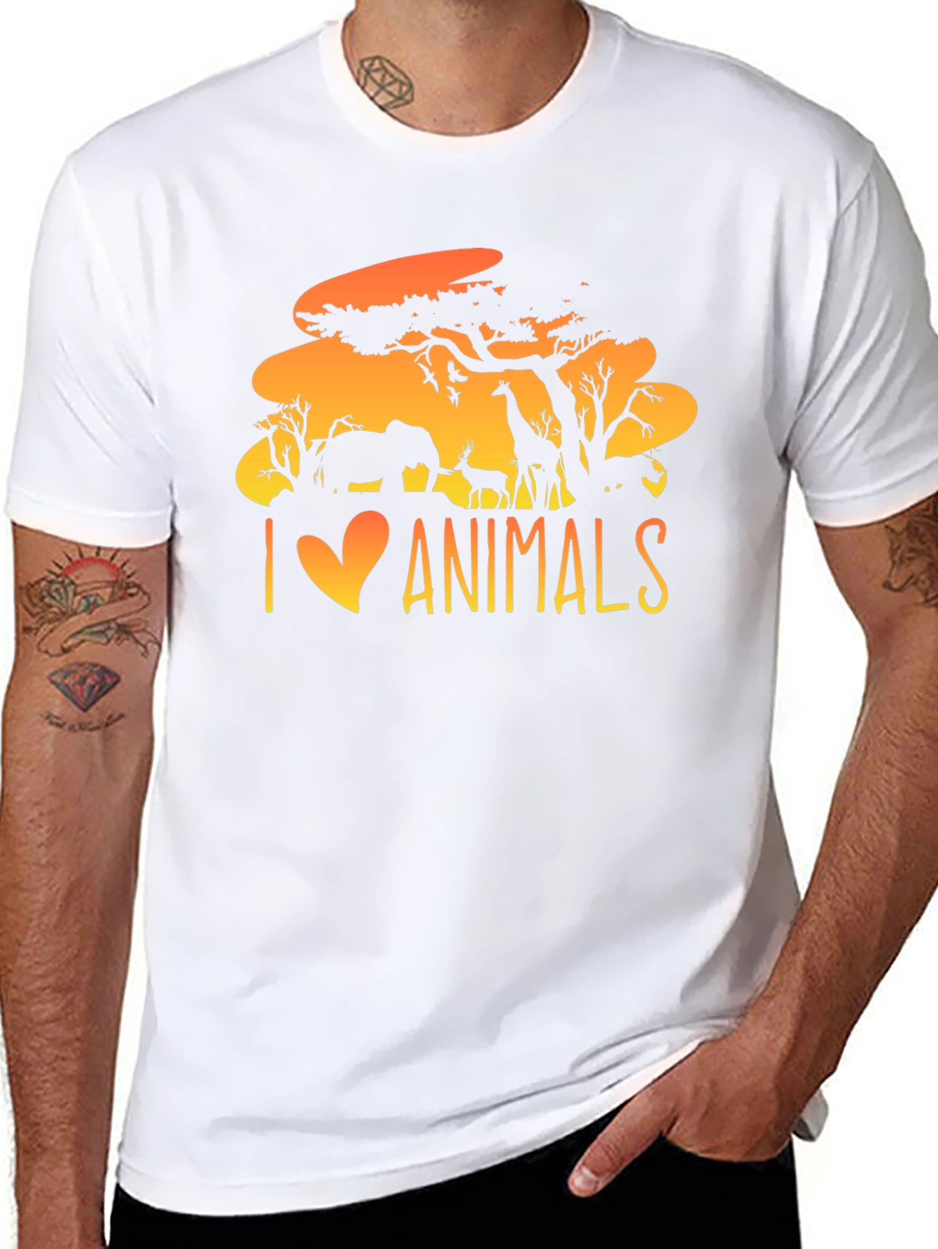 I Love Animals T-Shirt - Wildlife Silhouette Design