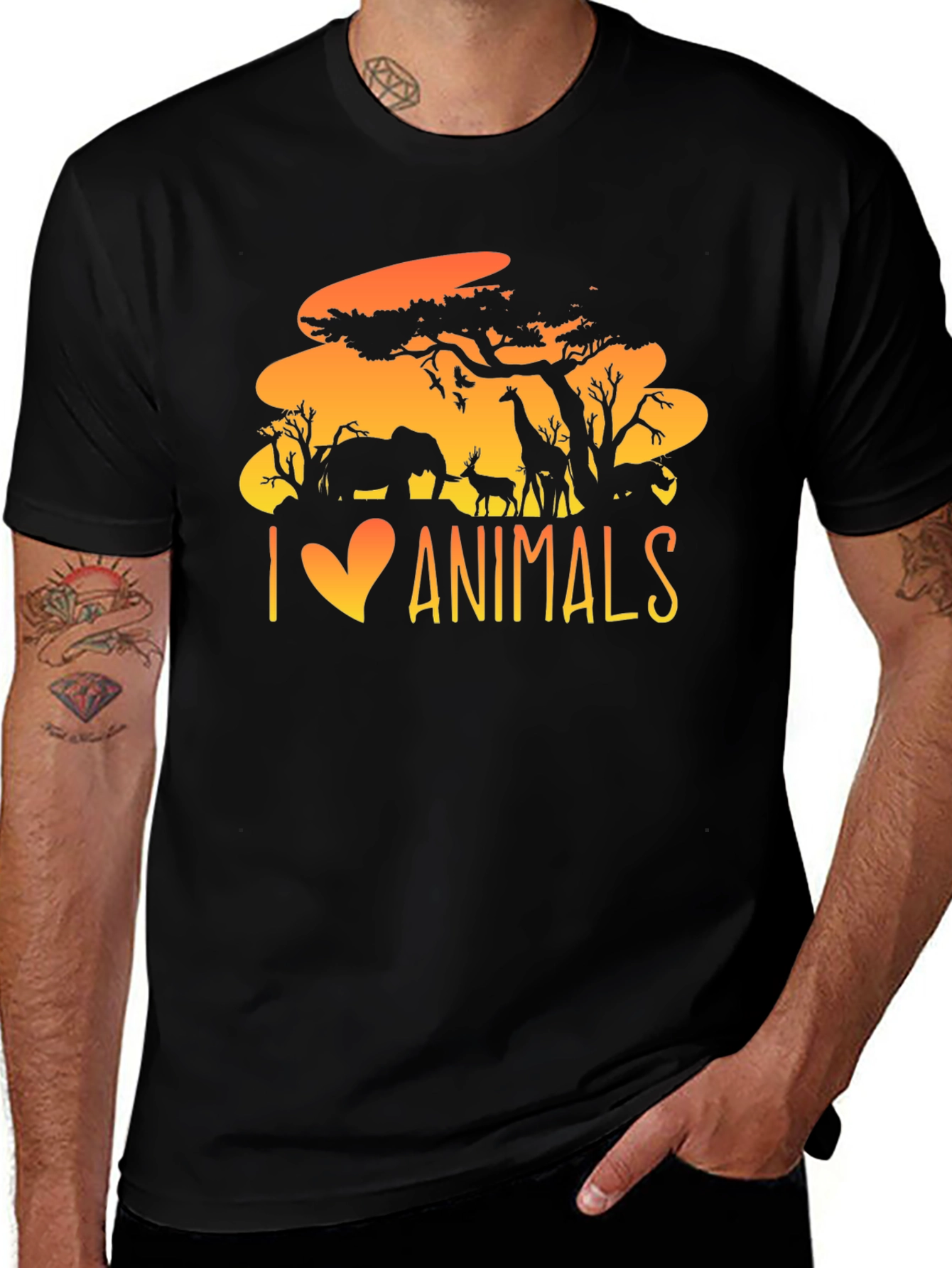 I Love Animals T-Shirt - Wildlife Silhouette Design