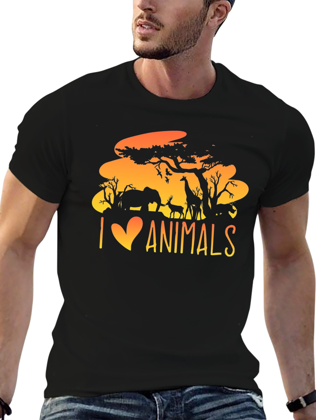 I Love Animals T-Shirt - Wildlife Silhouette Design
