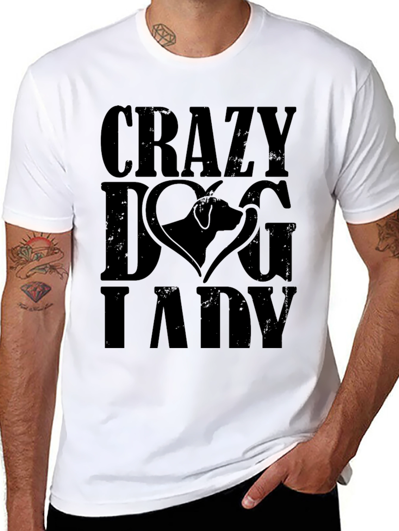 Crazy Dog Lady Graphic Tee - Black