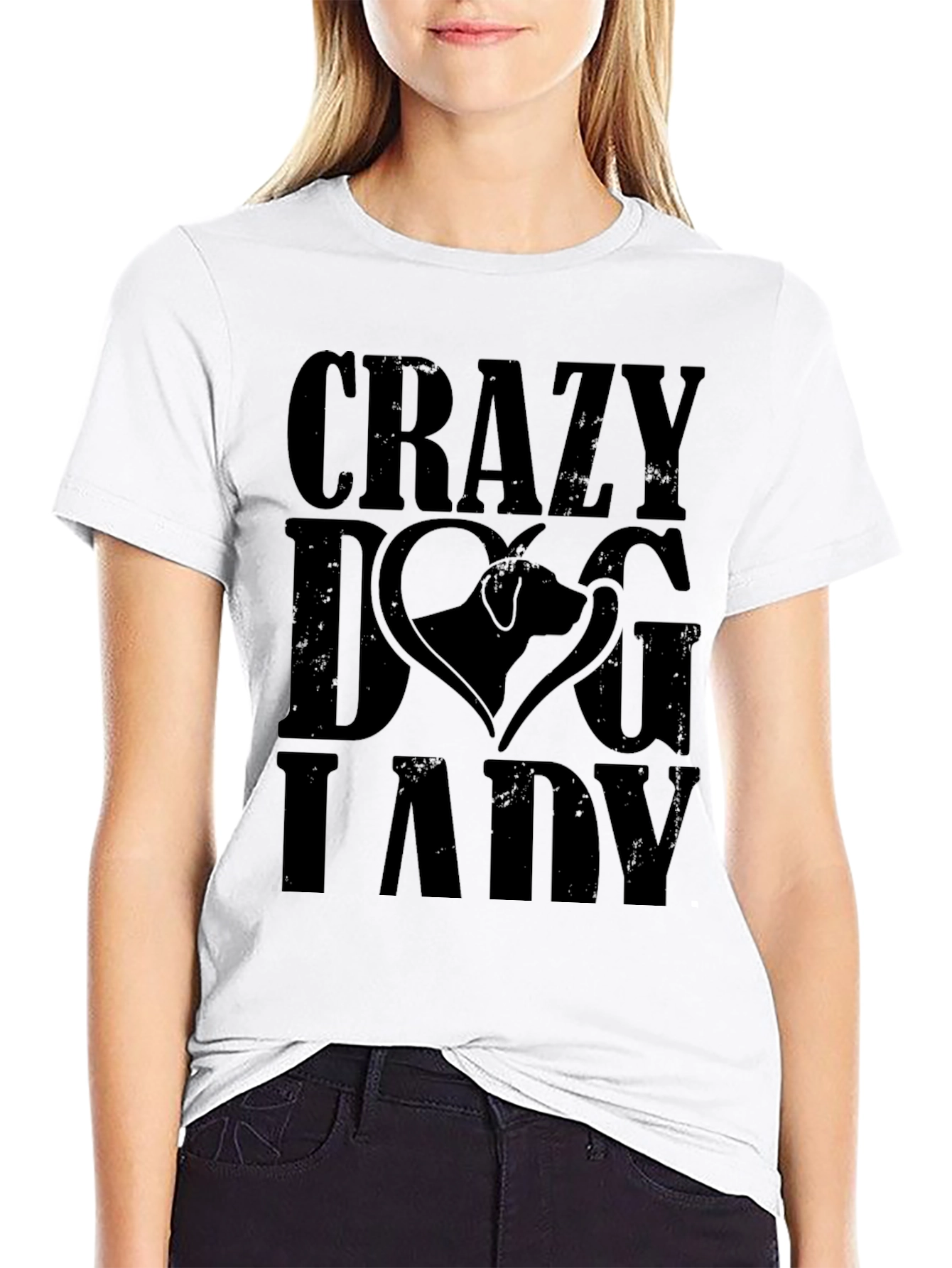 Crazy Dog Lady Graphic Tee - Black