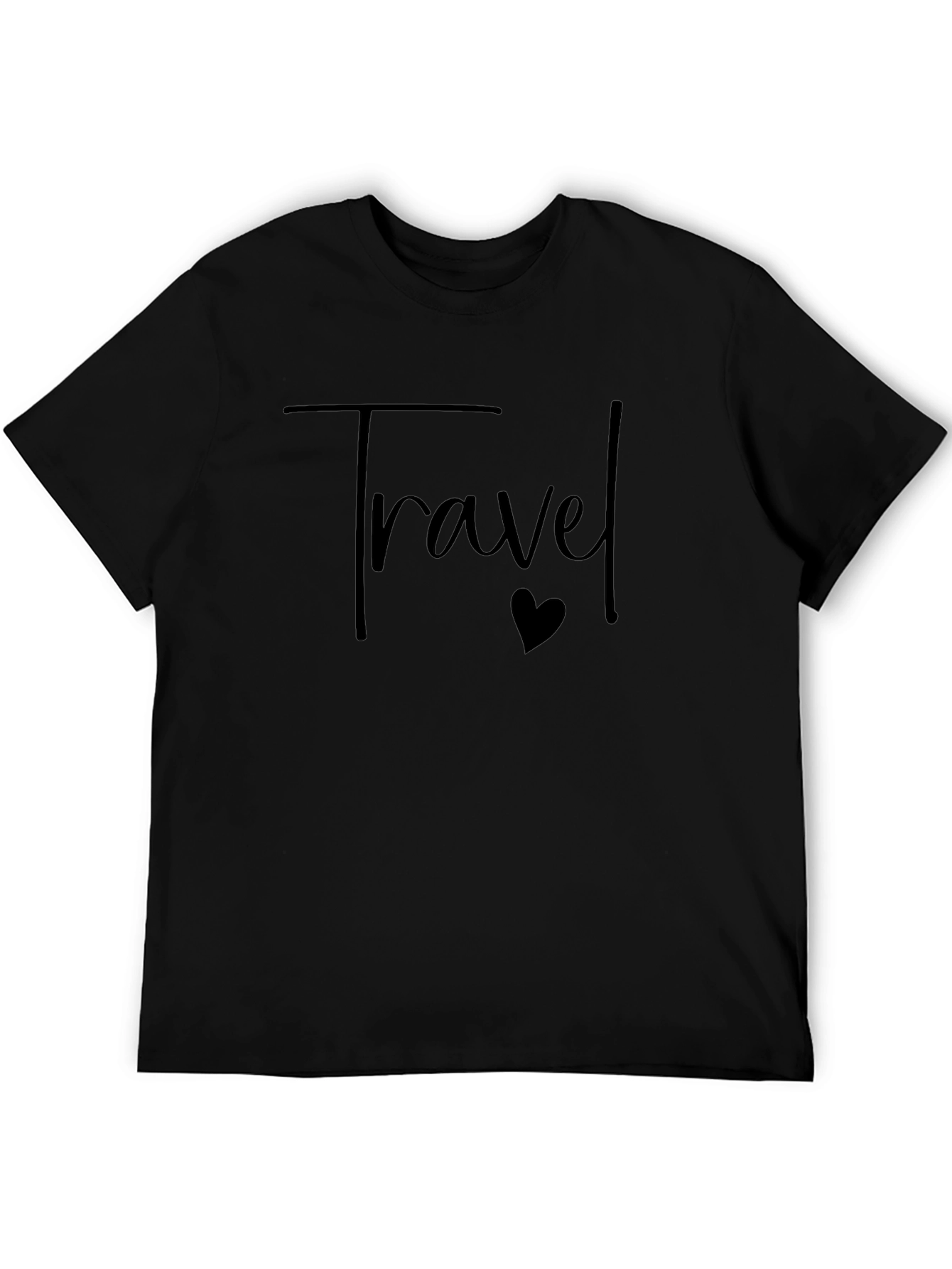 Travel Heart Tee - Black Cotton Casual Shirt