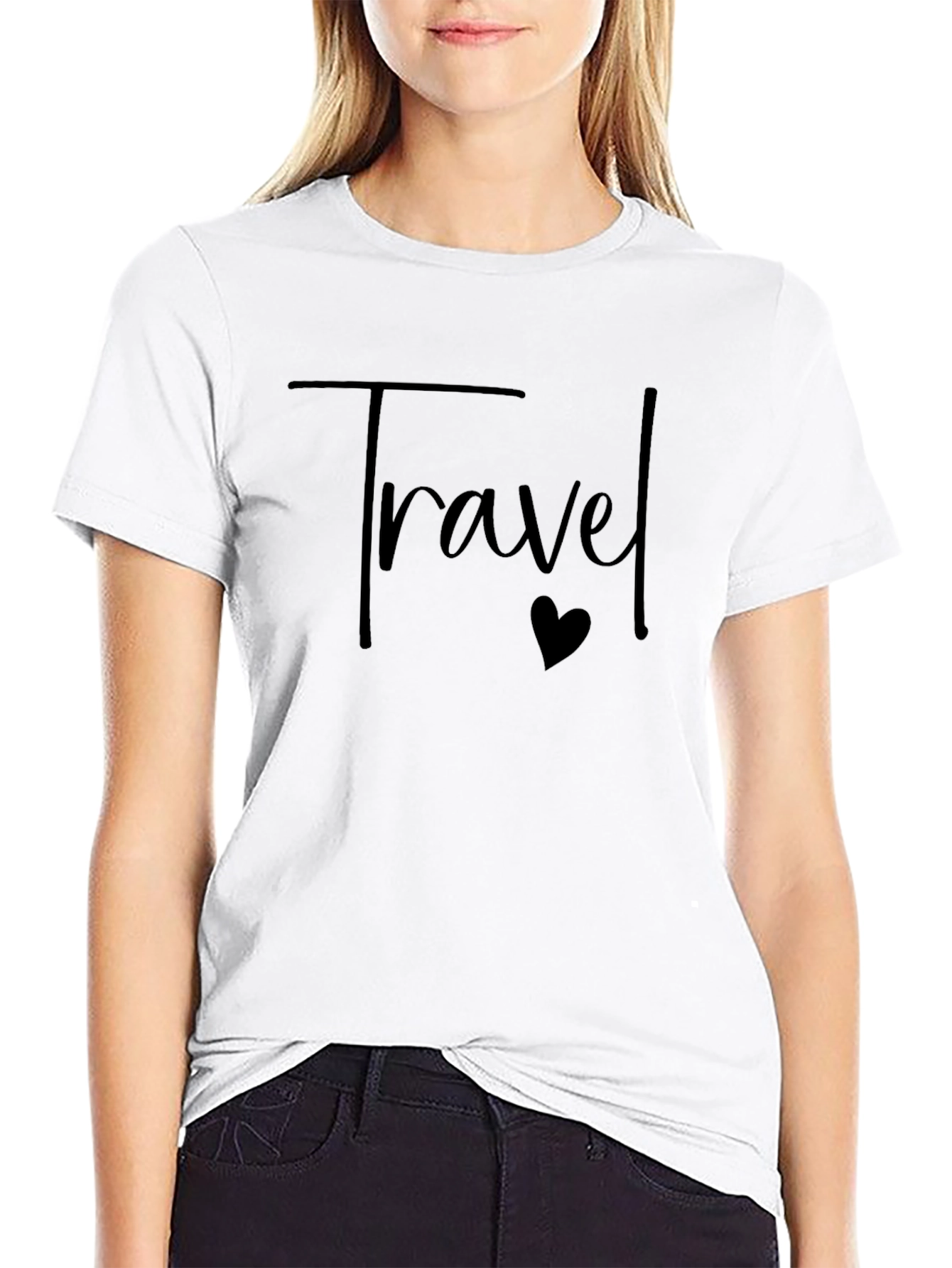Travel Heart Tee - Black Cotton Casual Shirt