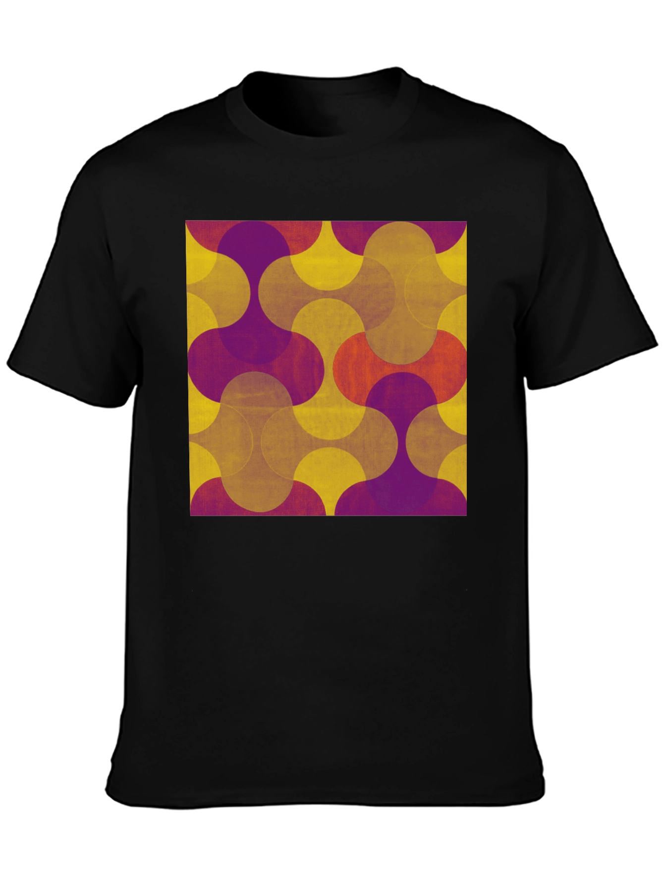 Retro Geometric Print Tee - Black
