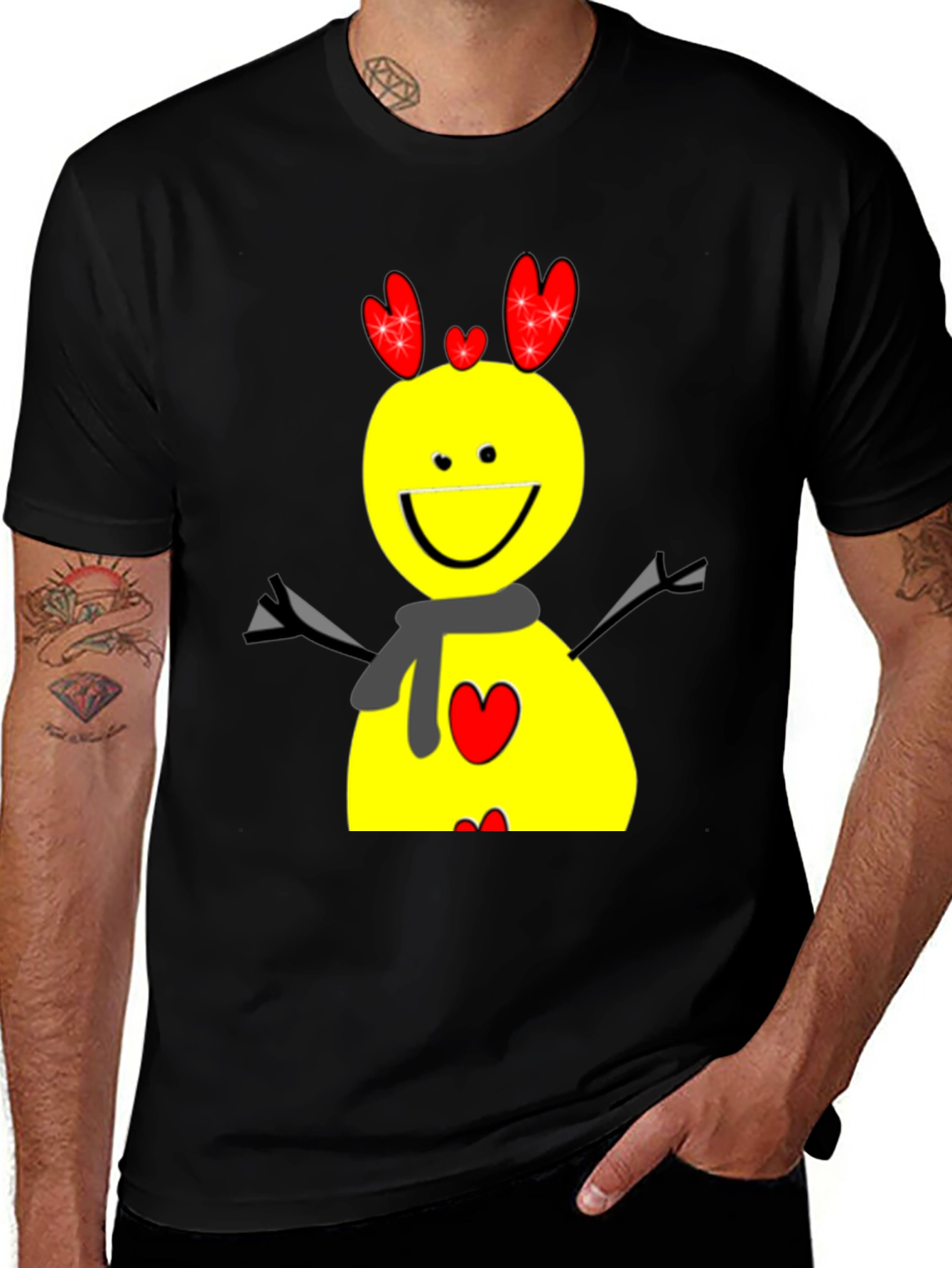 Fun Cartoon Graphic Tee - Black
