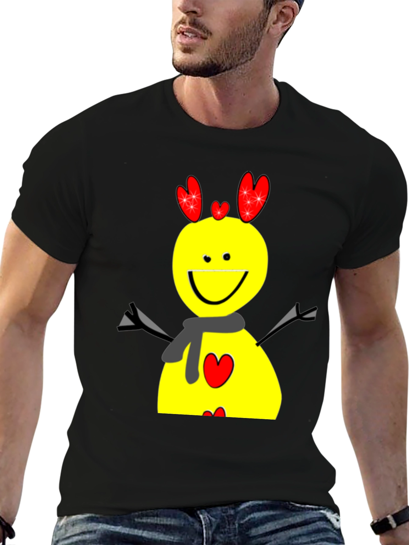 Fun Cartoon Graphic Tee - Black