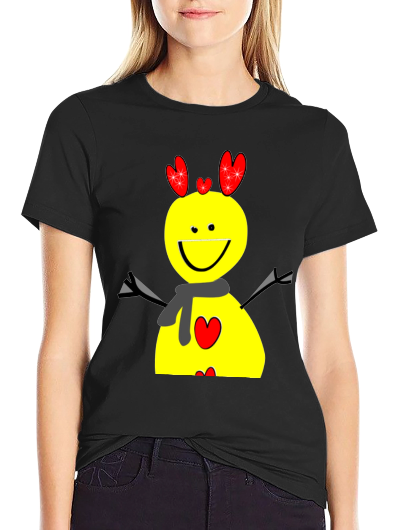 Fun Cartoon Graphic Tee - Black