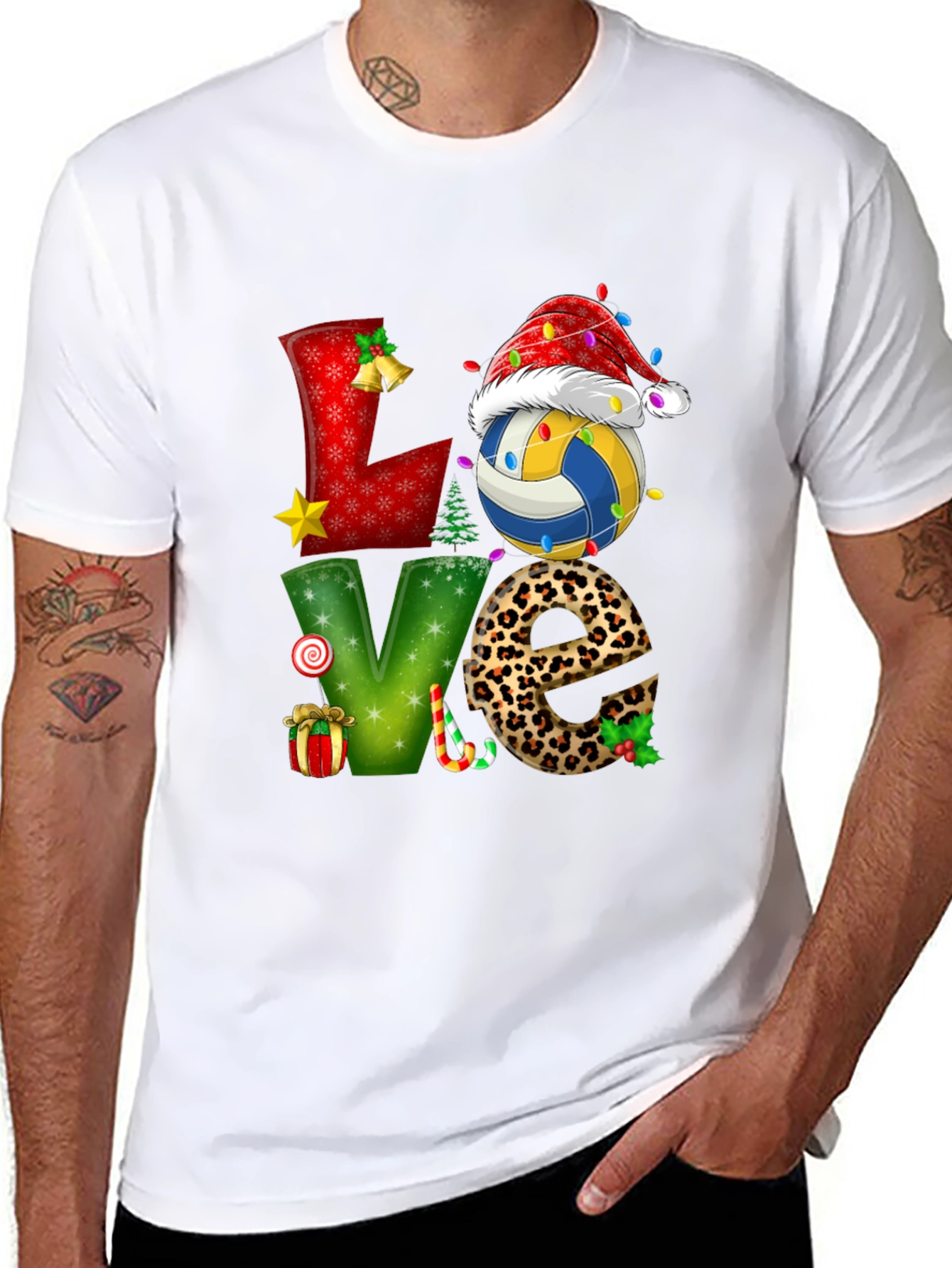 Festive Volleyball Love Christmas Graphic Tee