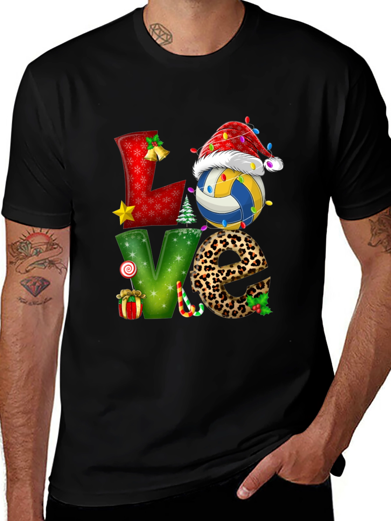 Festive Volleyball Love Christmas Graphic Tee